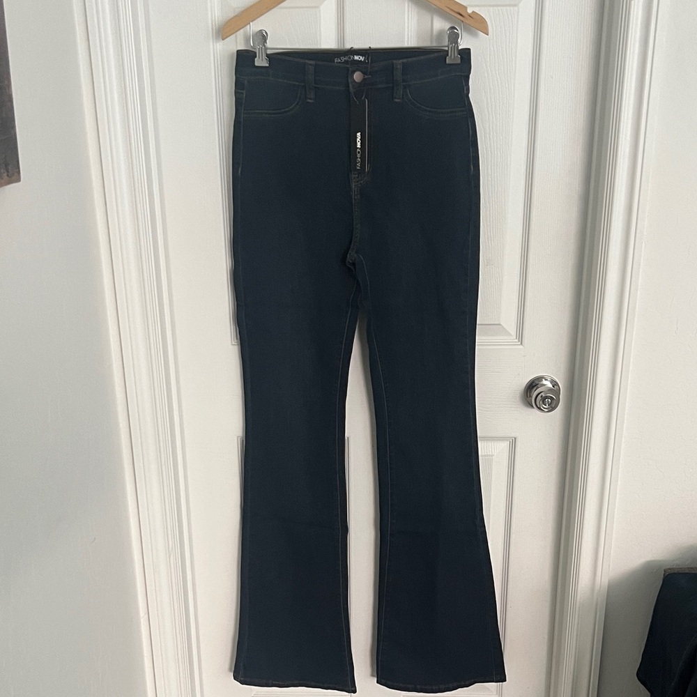 Fashion Nova Black High-Rise Flare Jeans